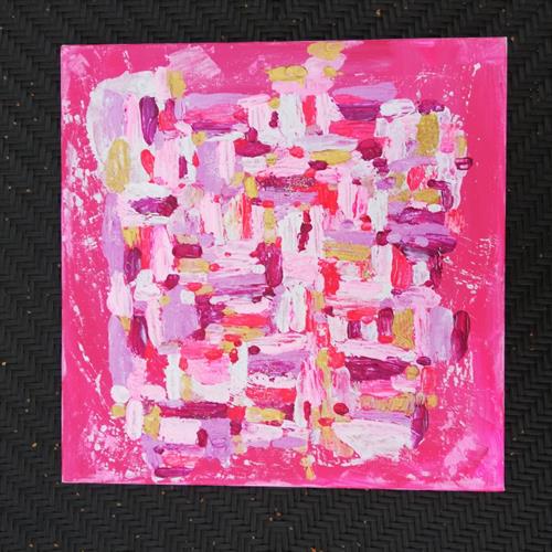 Pink Happy Maleri 40 x 40 cm