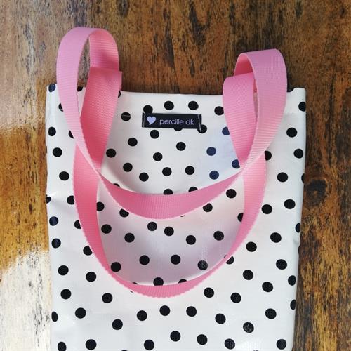 Smart taske i voksdug med rosa hank